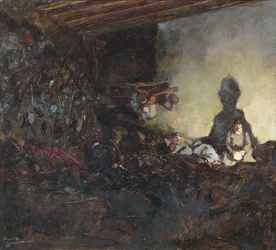 Das Quartier, linkes Panel des Triptychons 